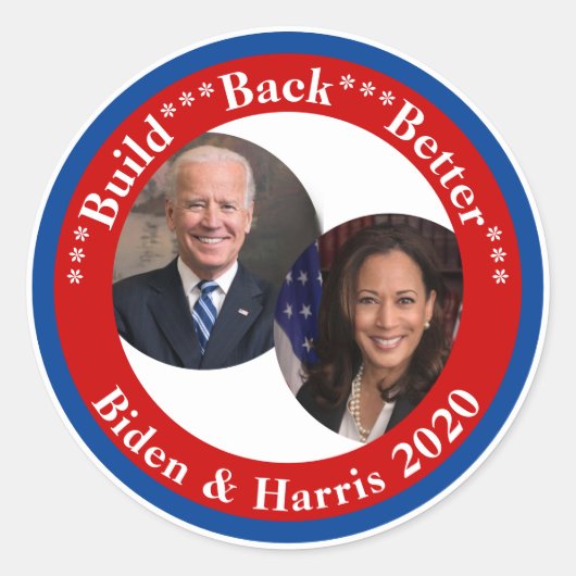 Biden und Harris - Bauen zurück - Besser 2020 Runder Aufkleber (Vorderseite)