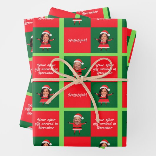 Biden und Harris Weihnachtswrapping Paper Geschenkpapier Set (Beispiel)