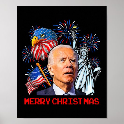 Biden verwirrte Patriotic Frohe Weihnachten für 4. Poster (Vorne)