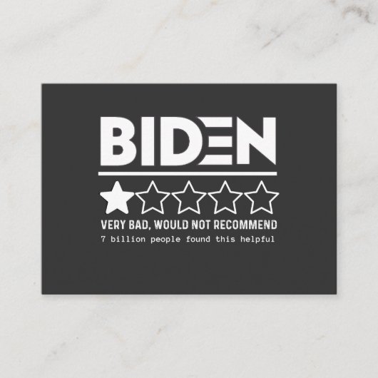 Biden Very Bad Would Not Recommend T-Shirt Visitenkarte (Vorderseite)