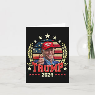 Biden Wearing Trump Red Hat Shirt Funny Trump 2024 Karte