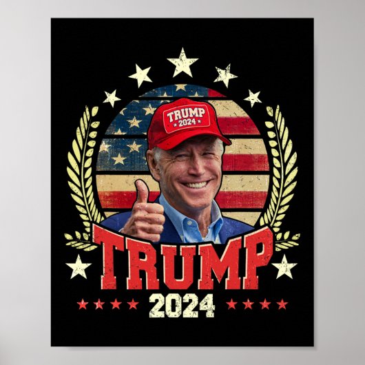 Biden Wearing Trump Red Hat Shirt Funny Trump 2024 Poster (Vorne)