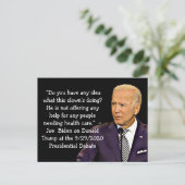 Bidens Zitate über Trumps Gesundheitsplan Postkarte (Stehend Vorderseite)