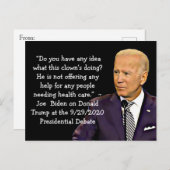 Bidens Zitate über Trumps Gesundheitsplan Postkarte (Vorne/Hinten)
