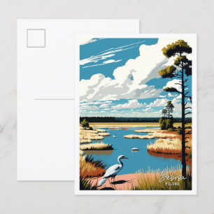 Biebrza Poland Art Vintage Reise Illustration Postkarte