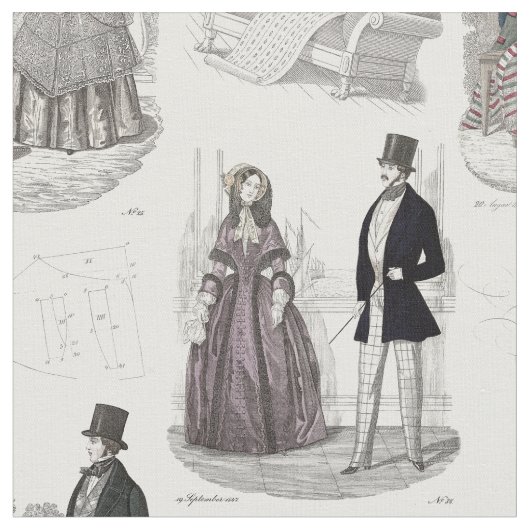 Biedermeier arbeitet romantisches Vintages Toile Stoff (Nahaufnahme)