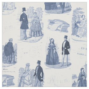 Biedermeier blaue und weiße Vintage Franzosen Stoff