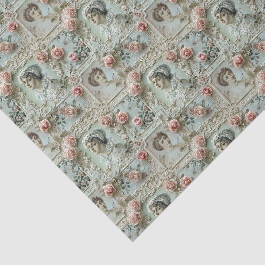 Biedermeier Ladys mit Rose Seidenpapier (Ausschnitt)