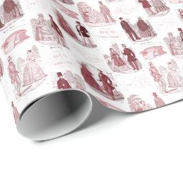 Biedermeier Mode-Vintages rotes und weißes Toile Geschenkpapier