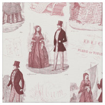 Biedermeier rote und weiße Vintage Franzosen Toile