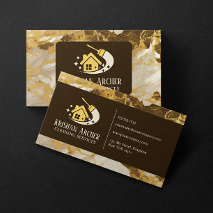 Biege Gold Brown Marmor Mädchen Reinigungsdienstle Visitenkarte