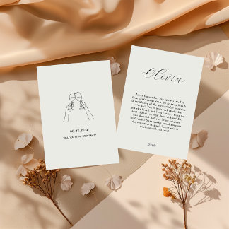 Biege Minimal Be My Bridesmaid Invitation Einladung