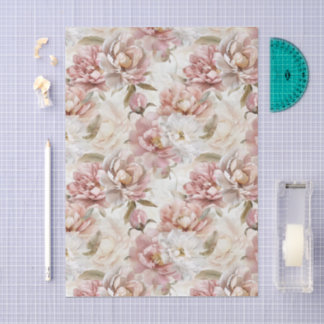 Biege und rosa Blumen shabby chic Seidenpapier