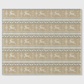 Biege & White Nordic Style Winterredeer Geschenkpapier (Flach)