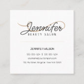 Biege White Pink Beauty Salon Esthetician Quadratische Visitenkarte (Vorderseite)