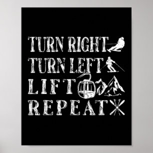 Biegen Sie rechts Links Skifahrer ab Poster