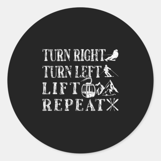 Biegen Sie rechts Links Skifahrer ab Runder Aufkleber (Vorderseite)