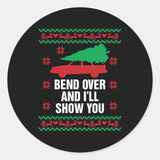 biegen und i&# 9; zeigen Sie Ihnen Weihnachtspaar Runder Aufkleber (Vorderseite)