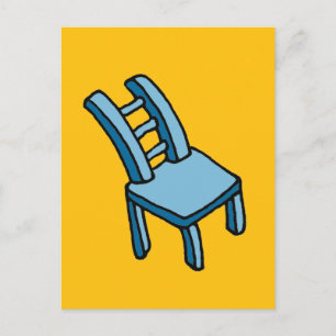 Biegsamer blauer Stuhl Cartoon-Illustration Postka Postkarte