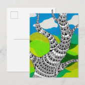 Biegsames Baumdesign Wolken Landschaft mit Gras Postkarte (Vorne/Hinten)