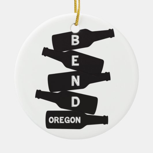 Biegungs-Oregon-Bierflasche-Stapel-Logo Keramikornament (Vorne)