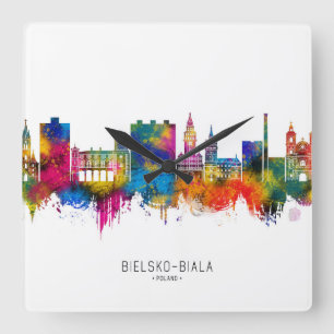 Bielsko-Biala Polen Skyline Quadratische Wanduhr