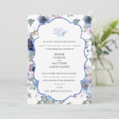 Biender Wedding Set Cornflower Blauer Einladung (Stehend Vorderseite)