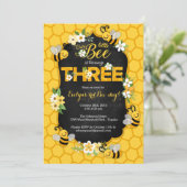 Biene 3. Geburtstag Party Einladung - Biene Geburt (Stehend Vorderseite)