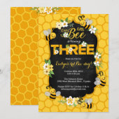 Biene 3. Geburtstag Party Einladung - Biene Geburt (Vorne/Hinten)