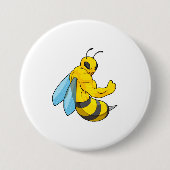 Biene als Bodybuilder Button (Vorderseite)