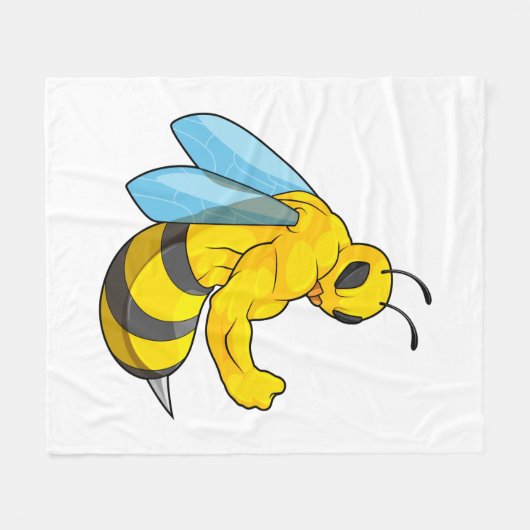 Biene als Bodybuilder Fleecedecke (Vorderseite (Horizontal))
