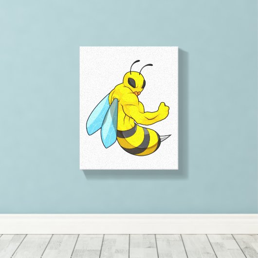 Biene als Bodybuilder Leinwanddruck (Insitu (Holzboden))