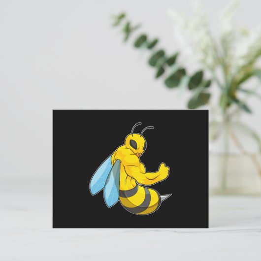 Biene als Bodybuilder Postkarte (Stehend Vorderseite)