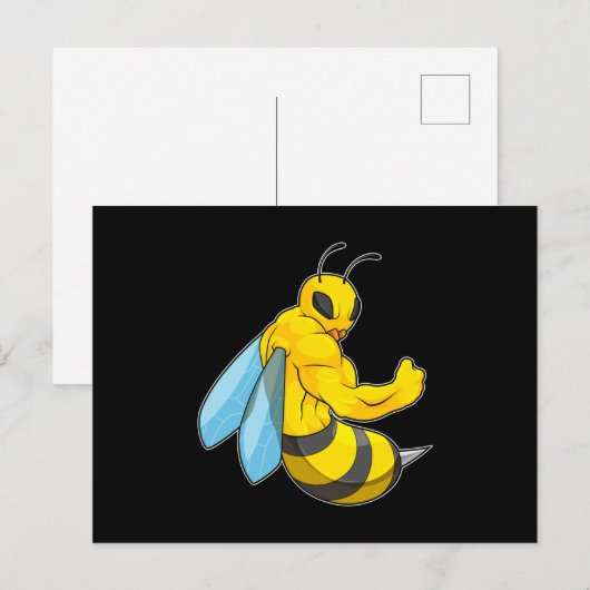 Biene als Bodybuilder Postkarte (Vorne/Hinten)