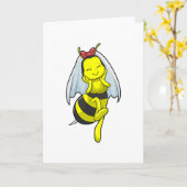 Biene als Braut bei Hochzeit mit Veil Karte (Gelbe Blume)