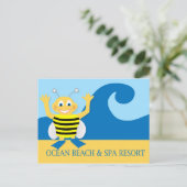 Biene am Strand Postkarte (Stehend Vorderseite)