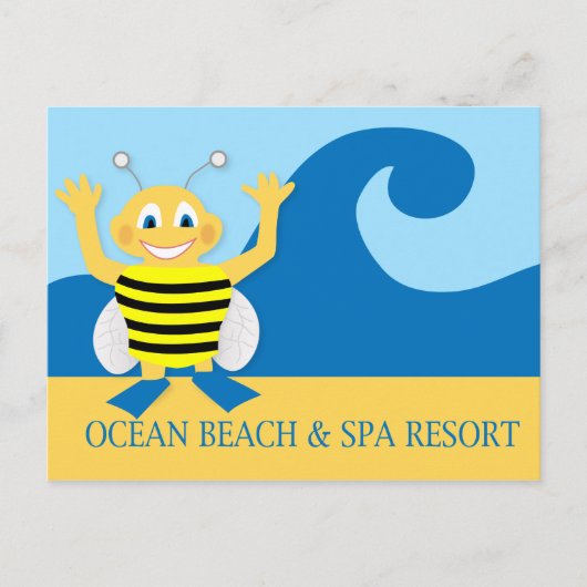 Biene am Strand Postkarte (Vorderseite)