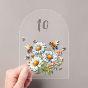 Biene Aquarell Wildblumen Hochzeit Acryleinladungen
