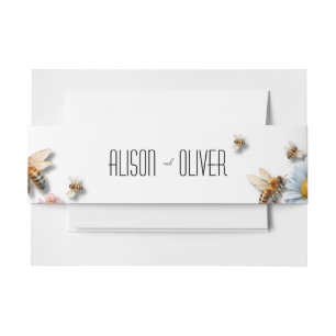 Biene Aquarell Wildblumen Hochzeit Einladungsbanderole