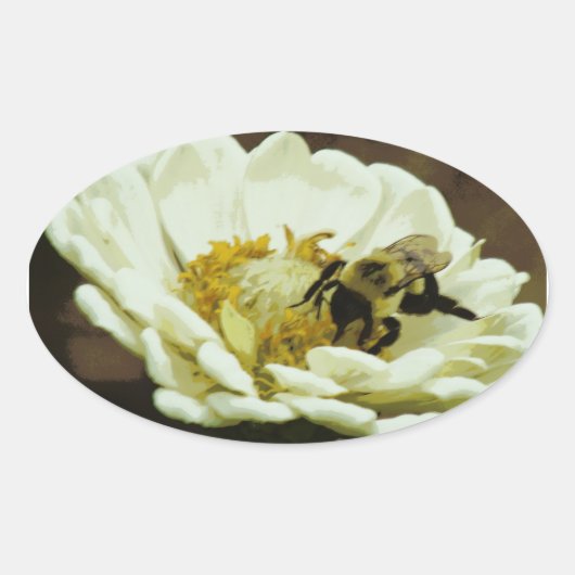 Biene auf Blume Aufkleber (Vorderseite)