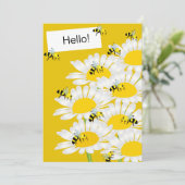 Biene auf Blume Flat Greeting Card - Gelber Hinter Karte (Stehend Vorderseite)