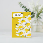 Biene auf Blume Postkarte - Gelber Rückgrat (Stehend Vorderseite)