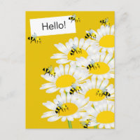 Biene auf Blume Postkarte - Gelber Rückgrat