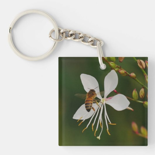 Biene auf Blume Schlüsselring (Vorderseite)