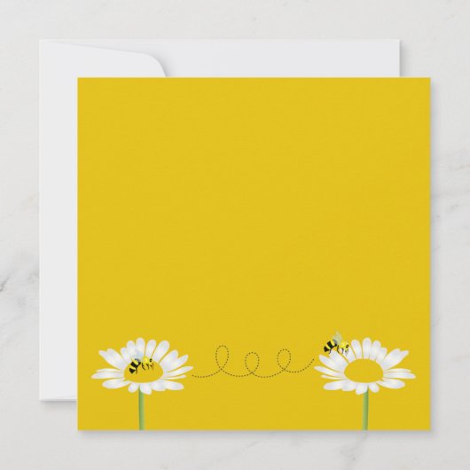 Biene auf Blume Square Card - Gelber Hintergrund (Rückseite)