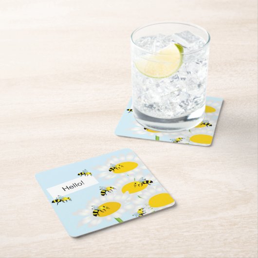 Biene auf Blume Untersetzer - Blue Background (Vor Ort)