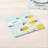 Biene auf Blume Untersetzer - Blue Background (angewinkelt)