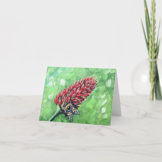 Biene auf Crimson Clover Painting Karte (Vorderseite)