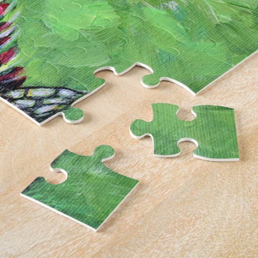 Biene auf Crimson Clover Painting Puzzle (Seite)