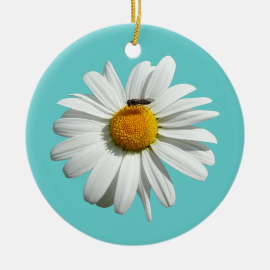 Biene auf Daisy Alaskan Summer Nature Foto Keramik Ornament (Vorne)